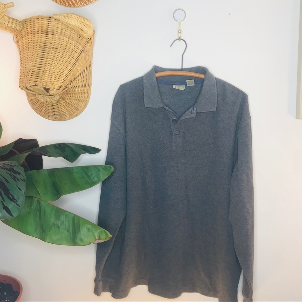 vtg retro 90s gray L.L.Bean polo pullover - Picture 5 of 8
